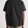 Convertible-Collar Embroidered Cotton Shirt - BK Convertible-Collar Embroidered Cotton Shirt - BK