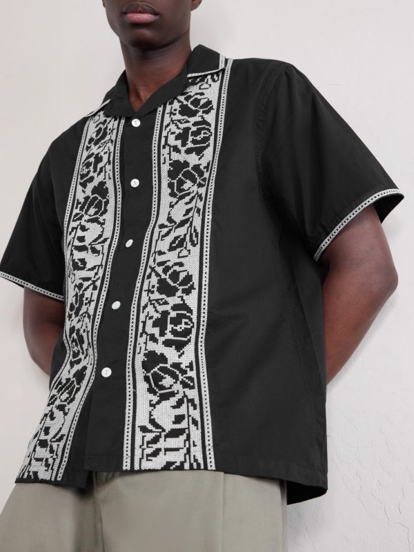Convertible-Collar Embroidered Cotton Shirt - CU Convertible-Collar Embroidered Cotton Shirt - CU