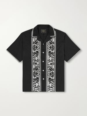 Convertible-Collar Embroidered Cotton Shirt