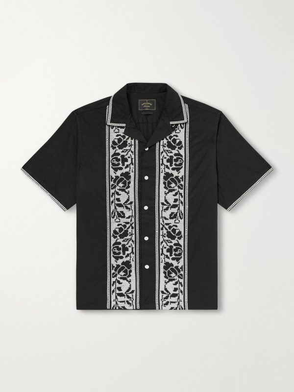 Convertible-Collar Embroidered Cotton Shirt Convertible-Collar Embroidered Cotton Shirt