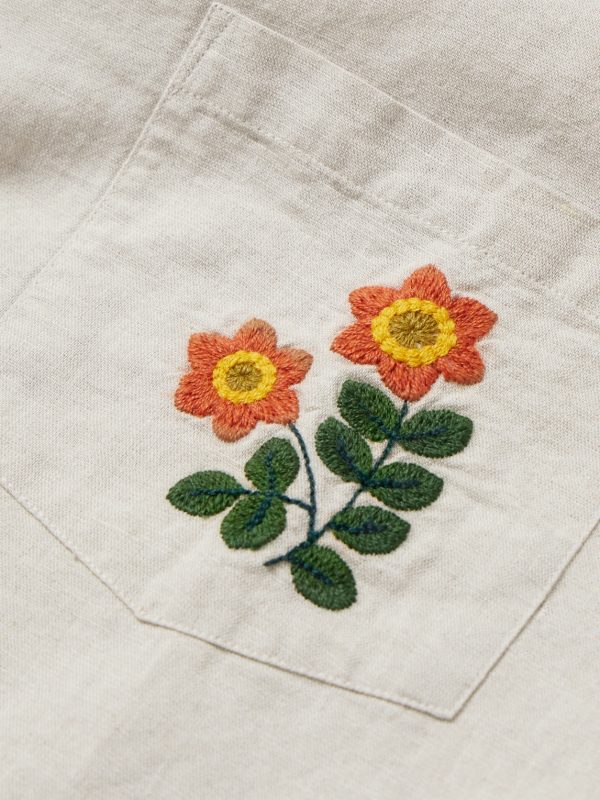 Convertible-Collar Embroidered Linen and Cotton-Blend Shirt - CU Convertible-Collar Embroidered Linen and Cotton-Blend Shirt - CU