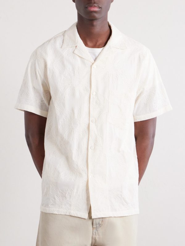 Duke Convertible-Collar Embroidered Cotton-Blend Shirt - FR Duke Convertible-Collar Embroidered Cotton-Blend Shirt - FR