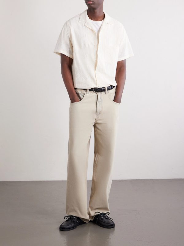 Duke Convertible-Collar Embroidered Cotton-Blend Shirt - OU Duke Convertible-Collar Embroidered Cotton-Blend Shirt - OU