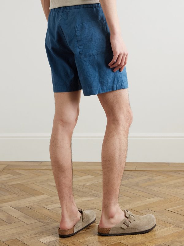 Straight-Leg Embroidered Ramie Drawstring Shorts - BK