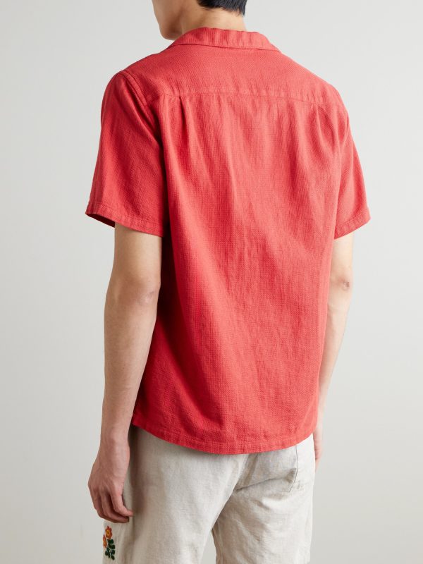 Convertible-Collar Embroidered Cotton Shirt - BK Convertible-Collar Embroidered Cotton Shirt - BK