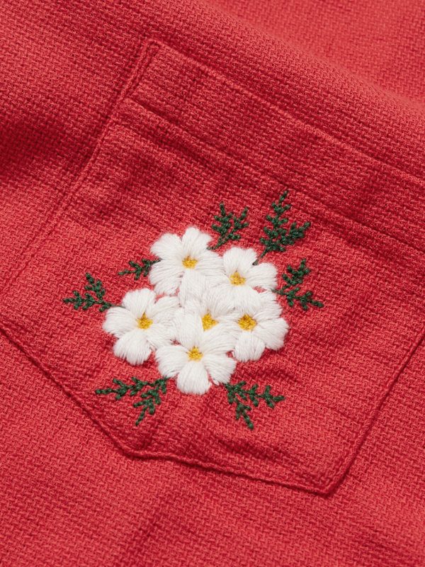 Convertible-Collar Embroidered Cotton Shirt - CU Convertible-Collar Embroidered Cotton Shirt - CU
