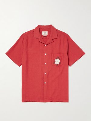 Convertible-Collar Embroidered Cotton Shirt