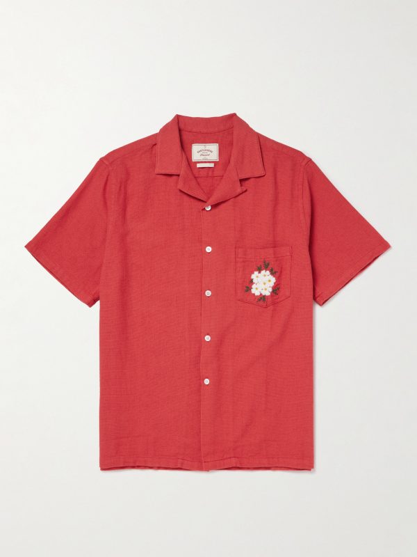 Convertible-Collar Embroidered Cotton Shirt Convertible-Collar Embroidered Cotton Shirt