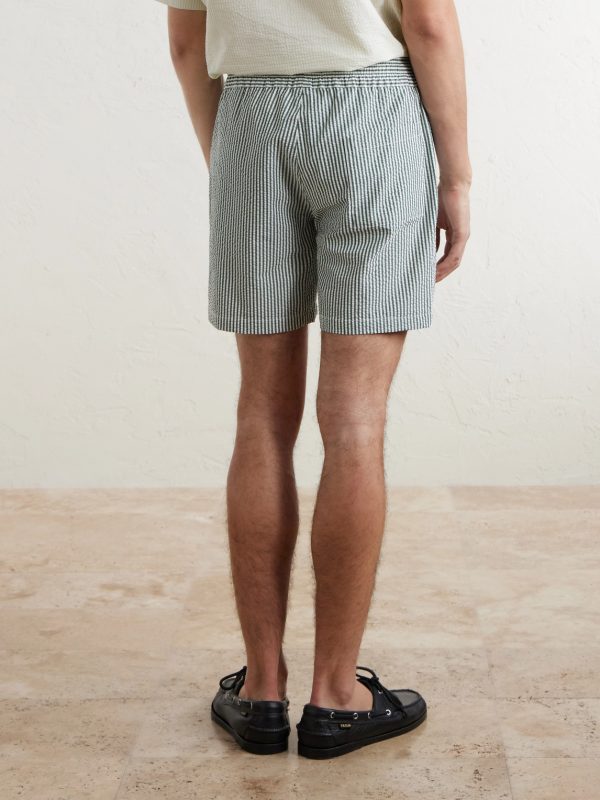 Atlantico Straight-Leg Striped Cotton-Seersucker Shorts - BK Atlantico Straight-Leg Striped Cotton-Seersucker Shorts - BK