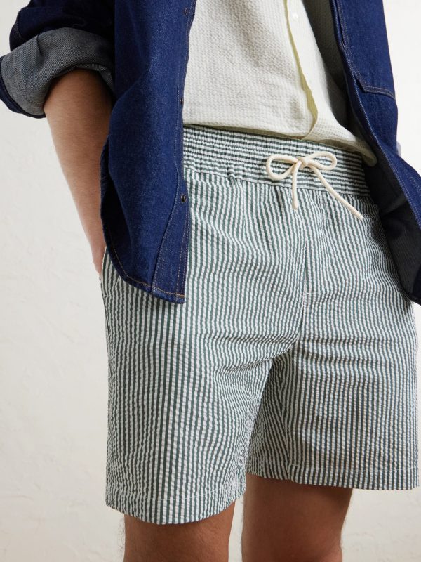 Atlantico Straight-Leg Striped Cotton-Seersucker Shorts - CU Atlantico Straight-Leg Striped Cotton-Seersucker Shorts - CU
