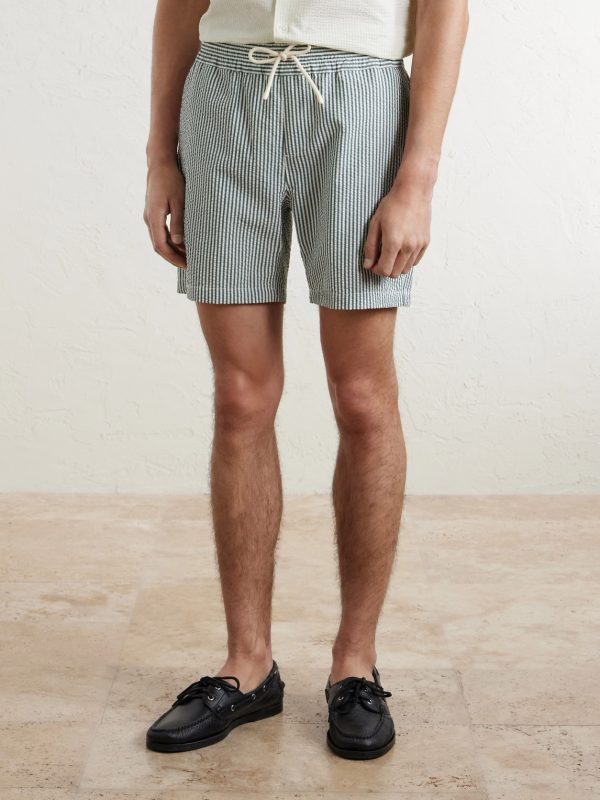Atlantico Straight-Leg Striped Cotton-Seersucker Shorts - FR Atlantico Straight-Leg Striped Cotton-Seersucker Shorts - FR