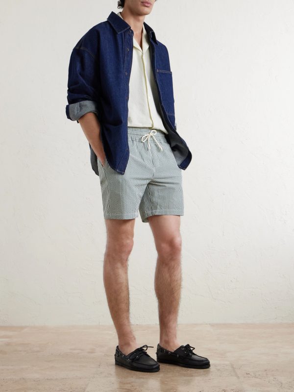 Atlantico Straight-Leg Striped Cotton-Seersucker Shorts - OU Atlantico Straight-Leg Striped Cotton-Seersucker Shorts - OU