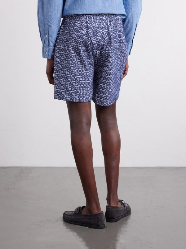 Abstract Tile Straight-Leg Cotton Shorts - BK