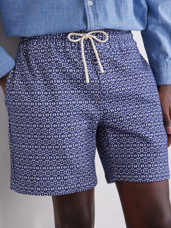 Abstract Tile Straight-Leg Cotton Shorts - CU