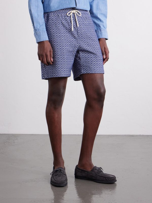 Abstract Tile Straight-Leg Cotton Shorts - FR
