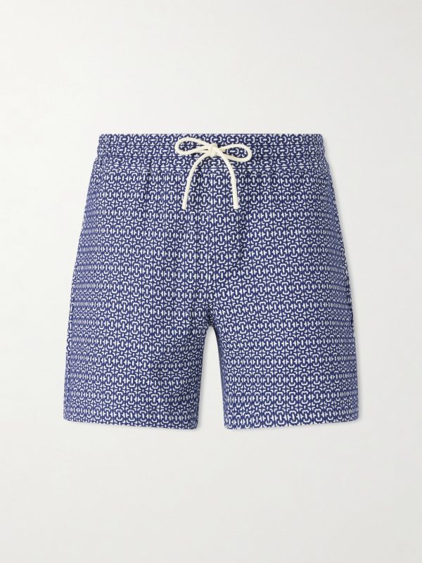 Abstract Tile Straight-Leg Cotton Shorts