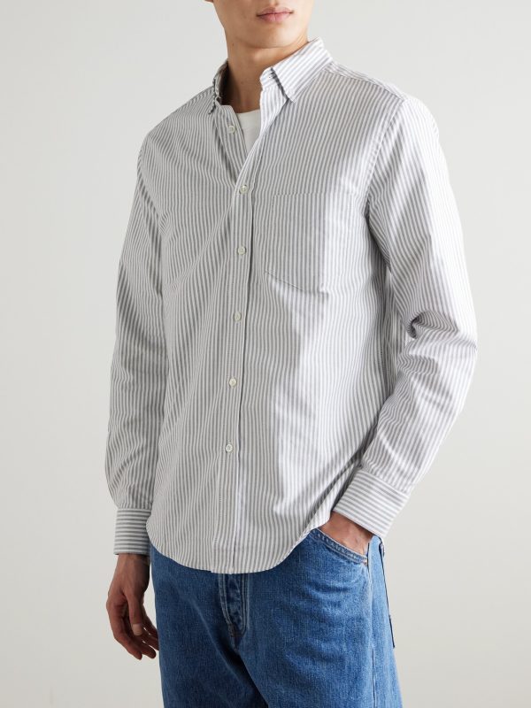 Belavista Button-Down Collar Pinstriped Cotton Oxford Shirt - FR