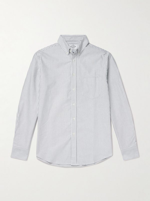 Belavista Button-Down Collar Pinstriped Cotton Oxford Shirt