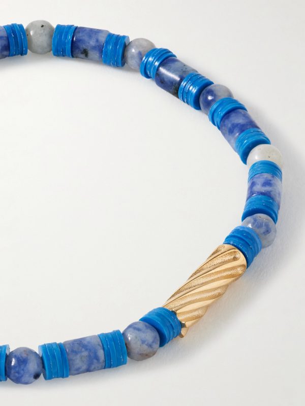 14-Karat Gold Sodalite Beaded Bracelet - CU 14-Karat Gold Sodalite Beaded Bracelet - CU