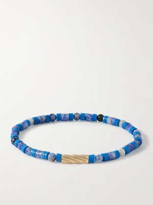 14-Karat Gold Sodalite Beaded Bracelet