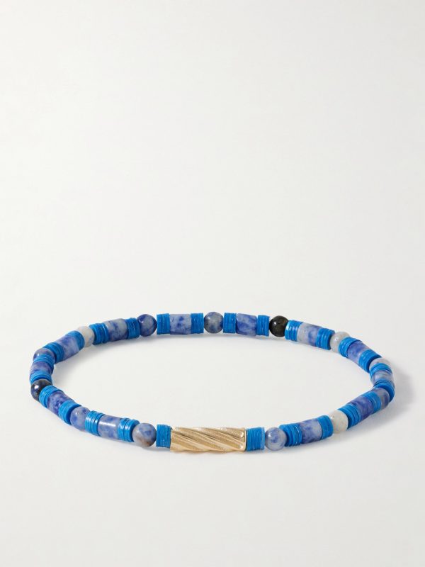 14-Karat Gold Sodalite Beaded Bracelet 14-Karat Gold Sodalite Beaded Bracelet