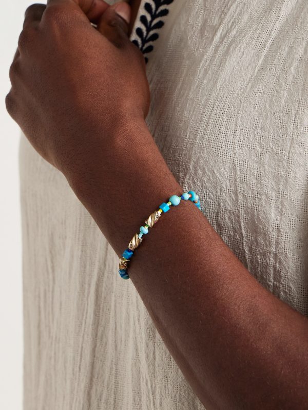 Drill Bit 14-Karat Gold Multi-Stone Beaded Bracelet - FR