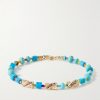 Drill Bit 14-Karat Gold Multi-Stone Beaded Bracelet