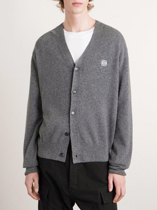 Logo-Embroidered Wool-Blend Cardigan - FR Logo-Embroidered Wool-Blend Cardigan - FR