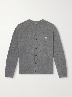 Logo-Embroidered Wool-Blend Cardigan