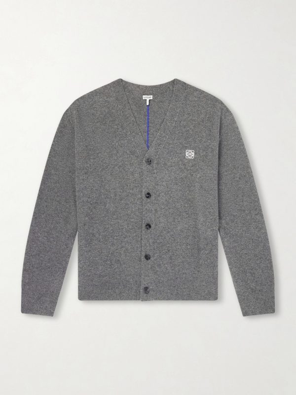 Logo-Embroidered Wool-Blend Cardigan Logo-Embroidered Wool-Blend Cardigan