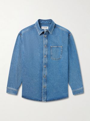 Anagram Logo-Embroidered Denim Overshirt Anagram Logo-Embroidered Denim Overshirt