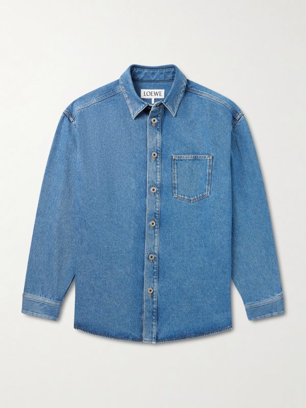 Anagram Logo-Embroidered Denim Overshirt
