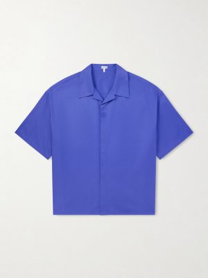 Camp-Collar Logo-Embroidered Cotton-Twill Shirt Camp-Collar Logo-Embroidered Cotton-Twill Shirt
