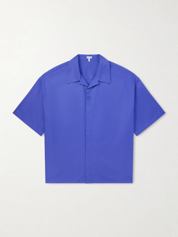 Camp-Collar Logo-Embroidered Cotton-Twill Shirt Camp-Collar Logo-Embroidered Cotton-Twill Shirt