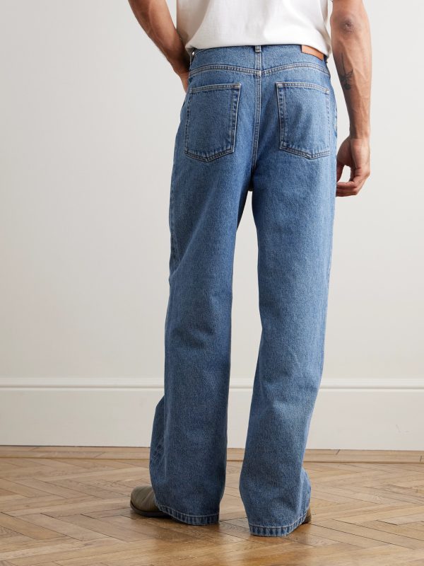 Anagram Wide-Leg Logo-Embroidered Jeans - BK Anagram Wide-Leg Logo-Embroidered Jeans - BK