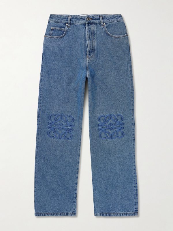 Anagram Wide-Leg Logo-Embroidered Jeans Anagram Wide-Leg Logo-Embroidered Jeans