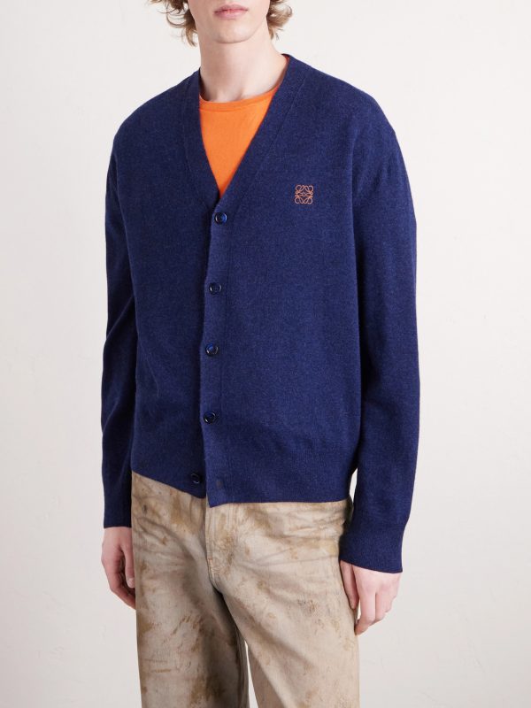 Logo-Embroidered Wool-Blend Cardigan - FR