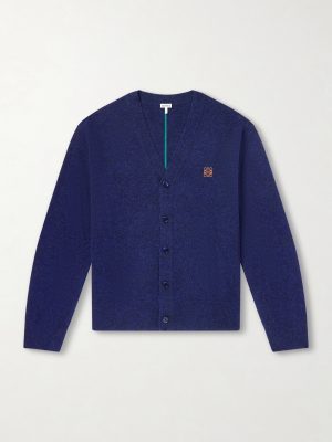Logo-Embroidered Wool-Blend Cardigan