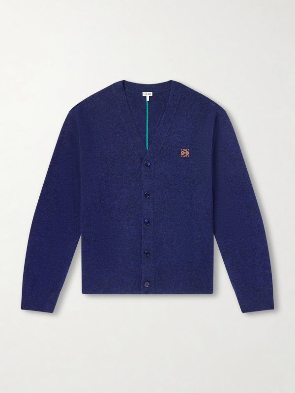 Logo-Embroidered Wool-Blend Cardigan