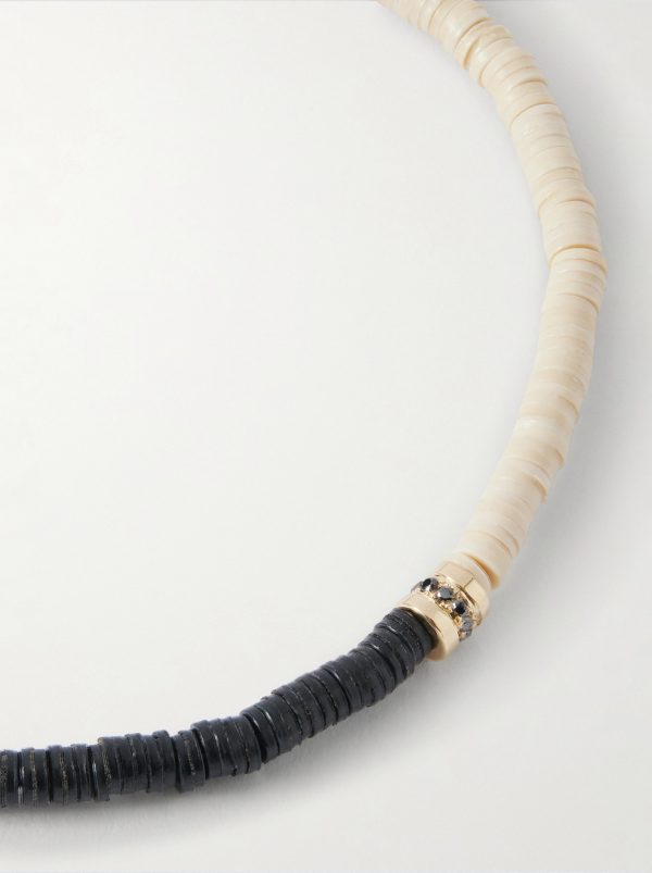 14-Karat Gold, Diamond and Stone Beaded Bracelet - CU