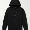 Logo-Embroidered Leather-Trimmed Cotton-Jersey Hoodie Logo-Embroidered Leather-Trimmed Cotton-Jersey Hoodie