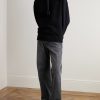 Logo-Embroidered Leather-Trimmed Cotton-Jersey Hoodie - OU Logo-Embroidered Leather-Trimmed Cotton-Jersey Hoodie - OU