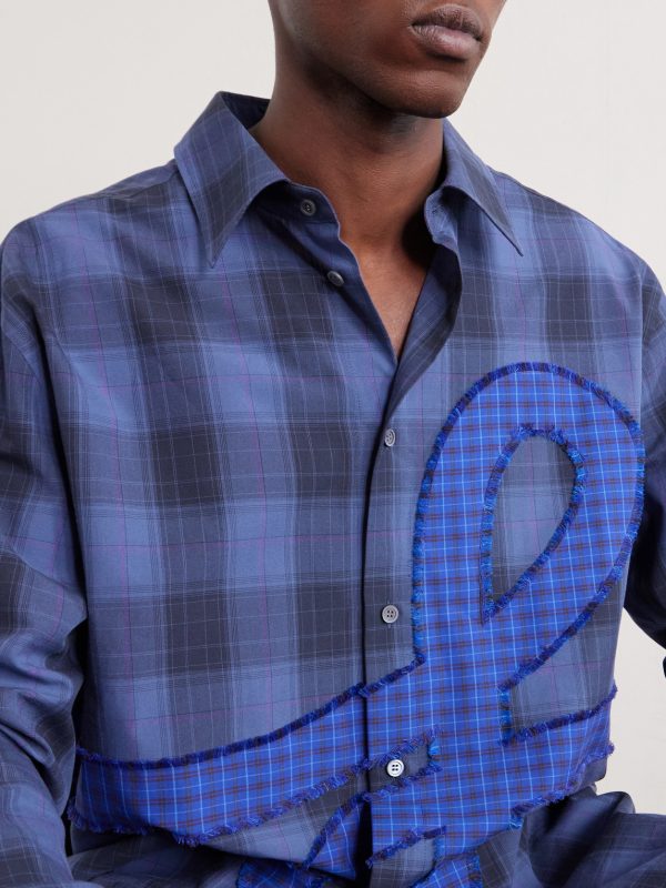 Logo-Appliquéd Checked Cotton Shirt - E1