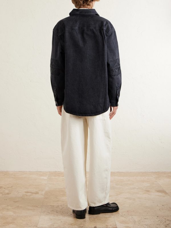 Anagram Logo-Embroidered Denim Overshirt - BK