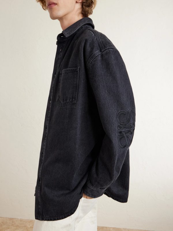 Anagram Logo-Embroidered Denim Overshirt - CU