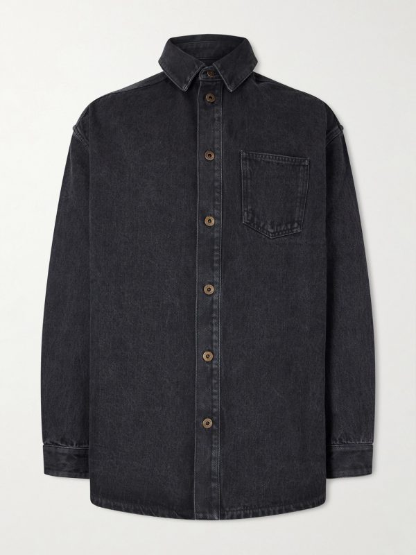 Anagram Logo-Embroidered Denim Overshirt