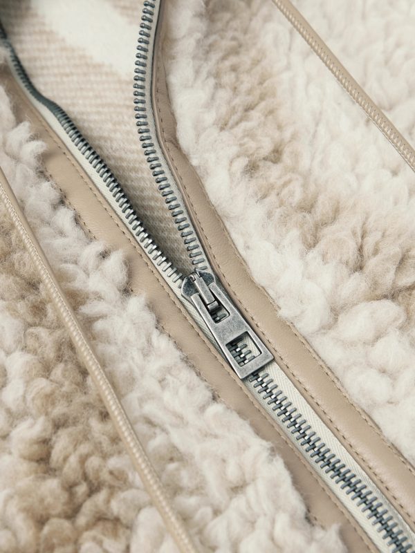 Leather-Trimmed Printed Fleece Gilet - CU
