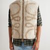 Leather-Trimmed Printed Fleece Gilet - FR
