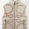 Leather-Trimmed Printed Fleece Gilet