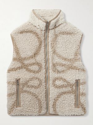 Leather-Trimmed Printed Fleece Gilet Leather-Trimmed Printed Fleece Gilet